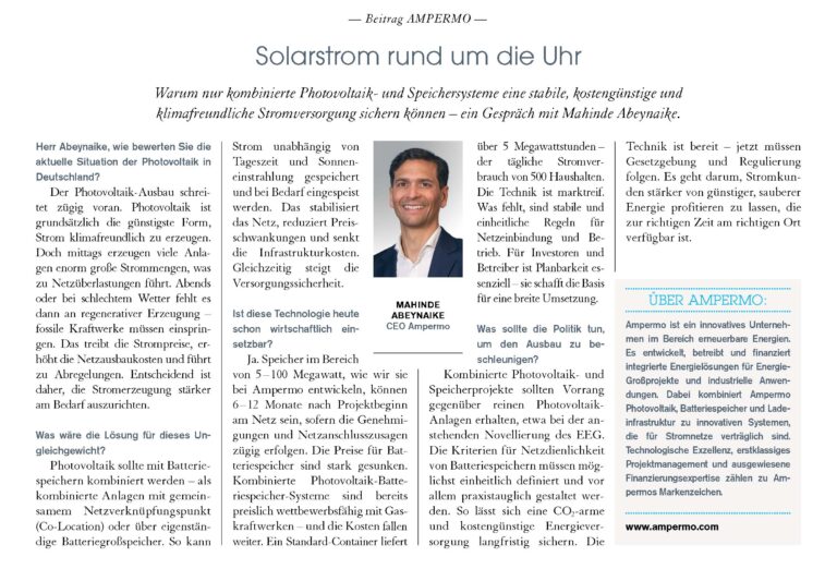 Solarstrom rund um die Uhr